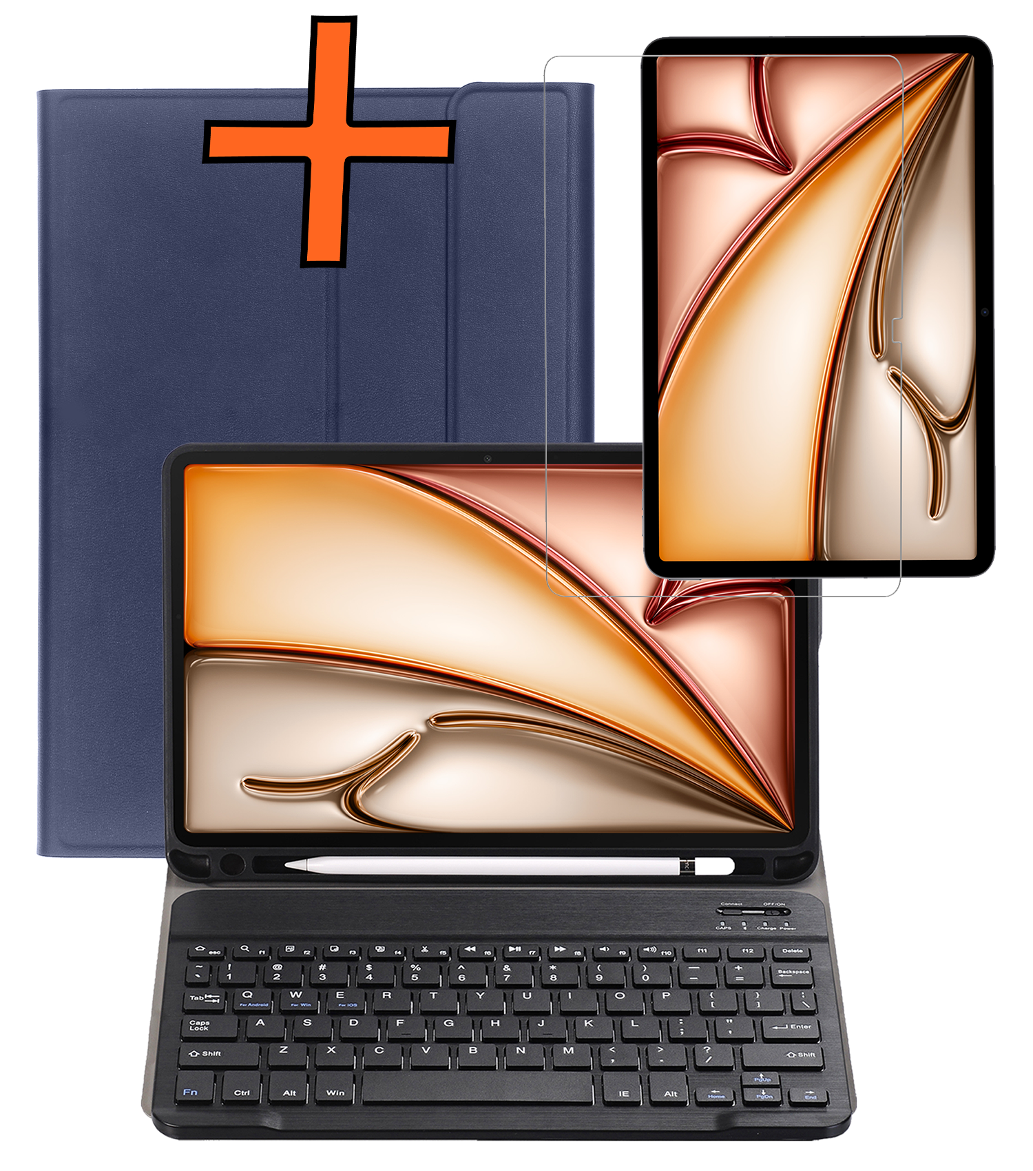Nomfy Nomfy iPad Air 7 (11 inch) Toetsenbordhoes Met Screenprotector - Donkerblauw
