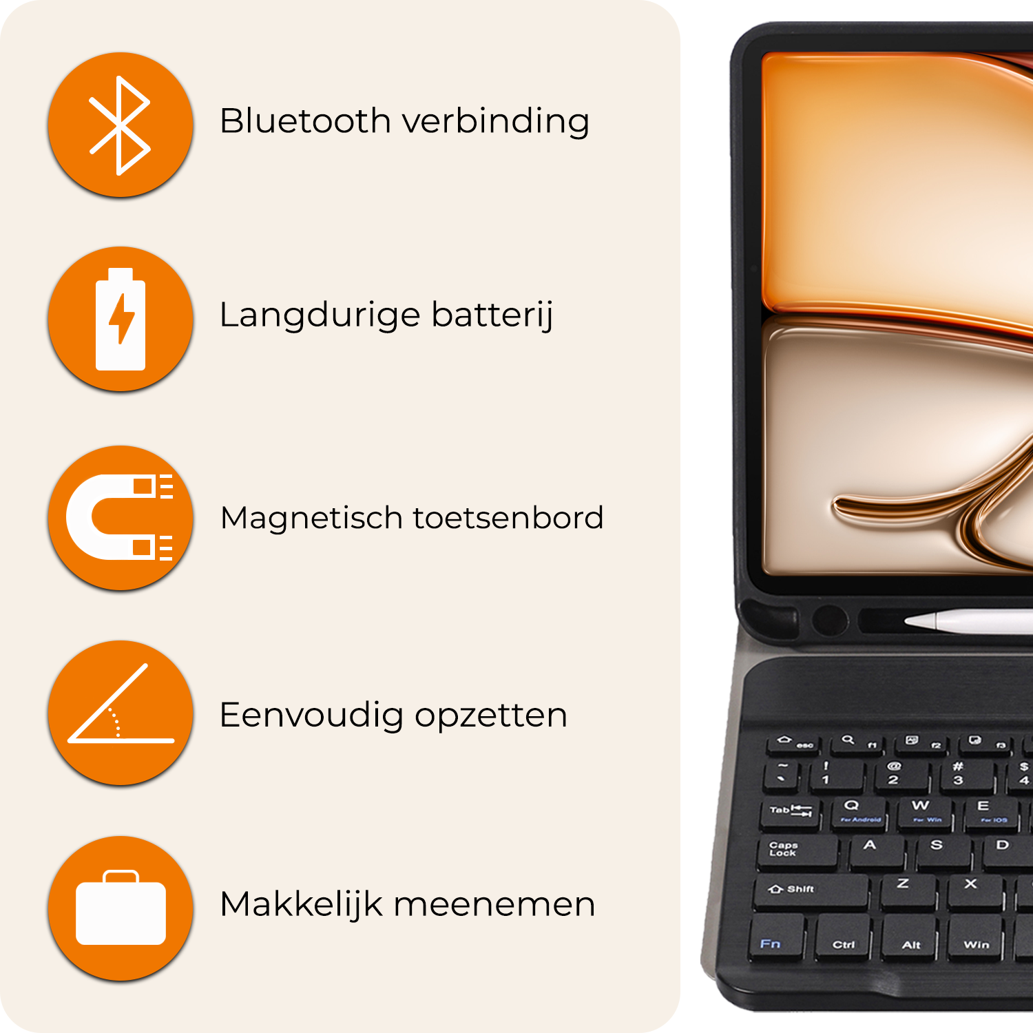 Nomfy Nomfy iPad Air 7 (11 inch) Toetsenbordhoes Met Screenprotector - Zwart