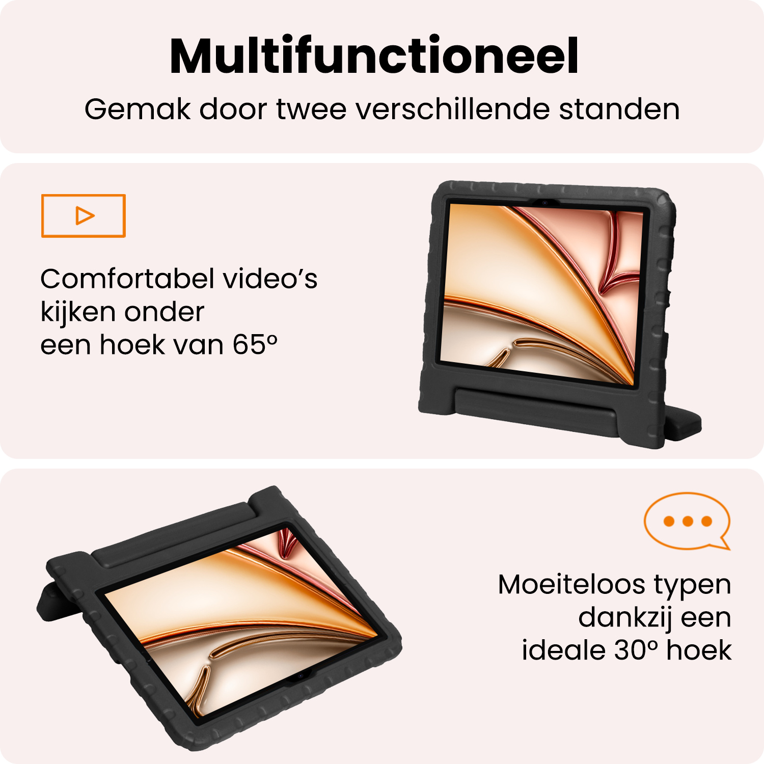 Nomfy Nomfy iPad Air 7 (11 inch) Kinderhoes - Zwart