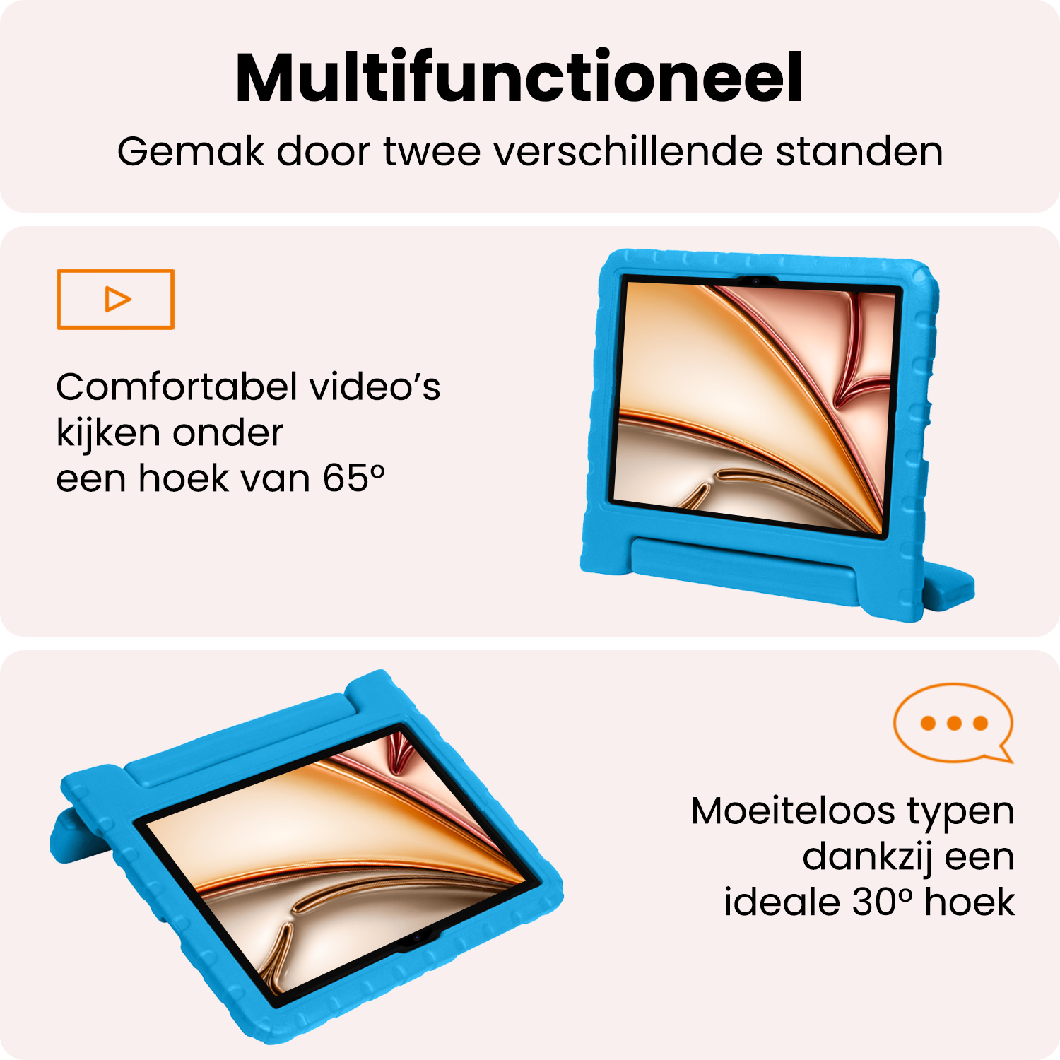 Nomfy Nomfy iPad Air 7 (11 inch) Kinderhoes Met Screenprotector - Blauw