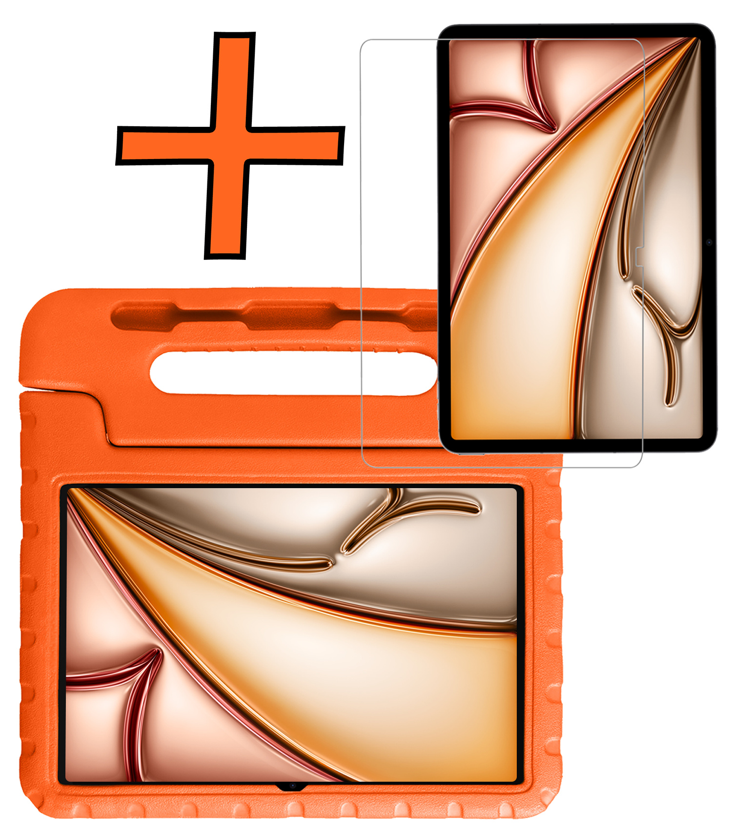 Nomfy Nomfy iPad Air 7 (11 inch) Kinderhoes Met Screenprotector - Oranje