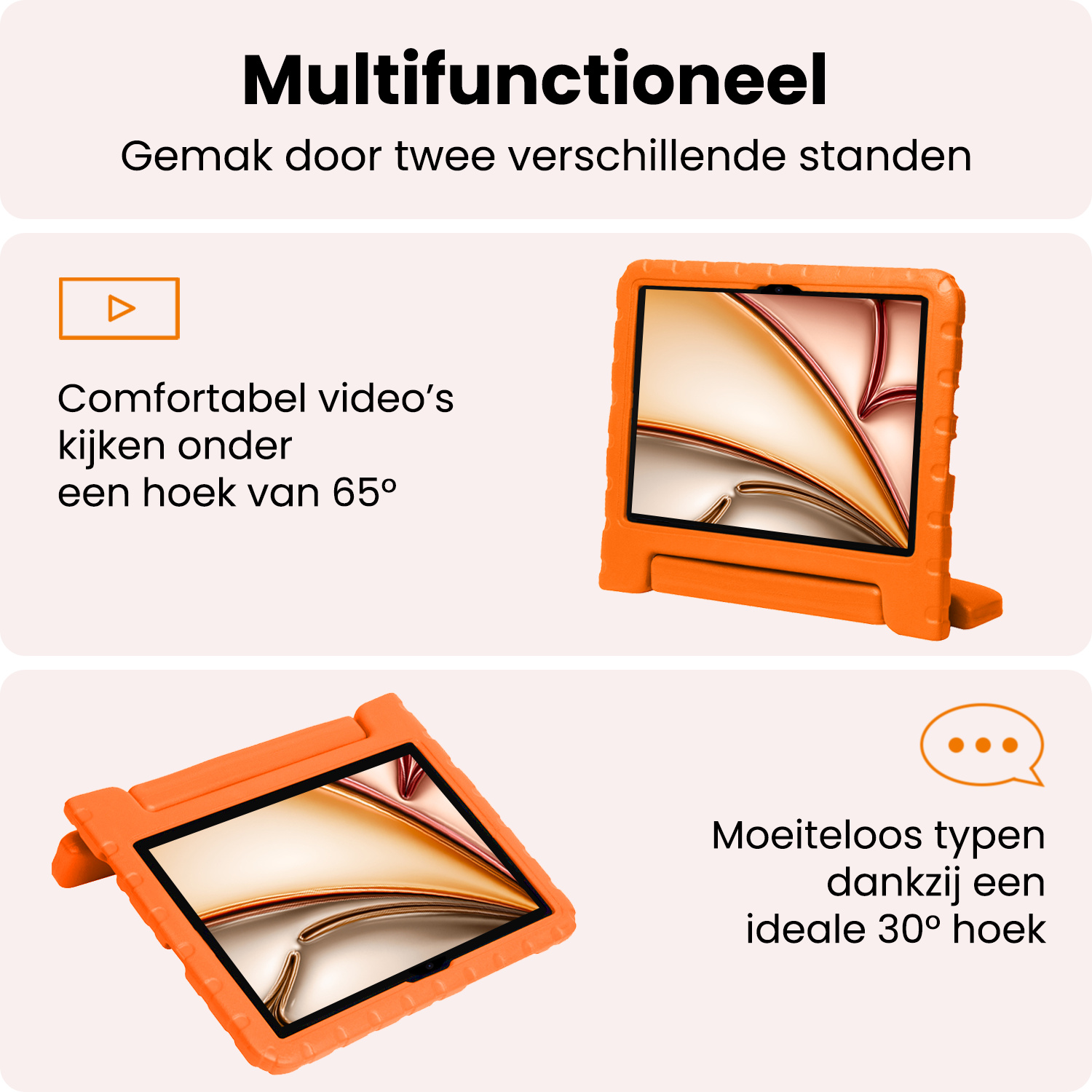 Nomfy Nomfy iPad Air 7 (11 inch) Kinderhoes Met Screenprotector - Oranje