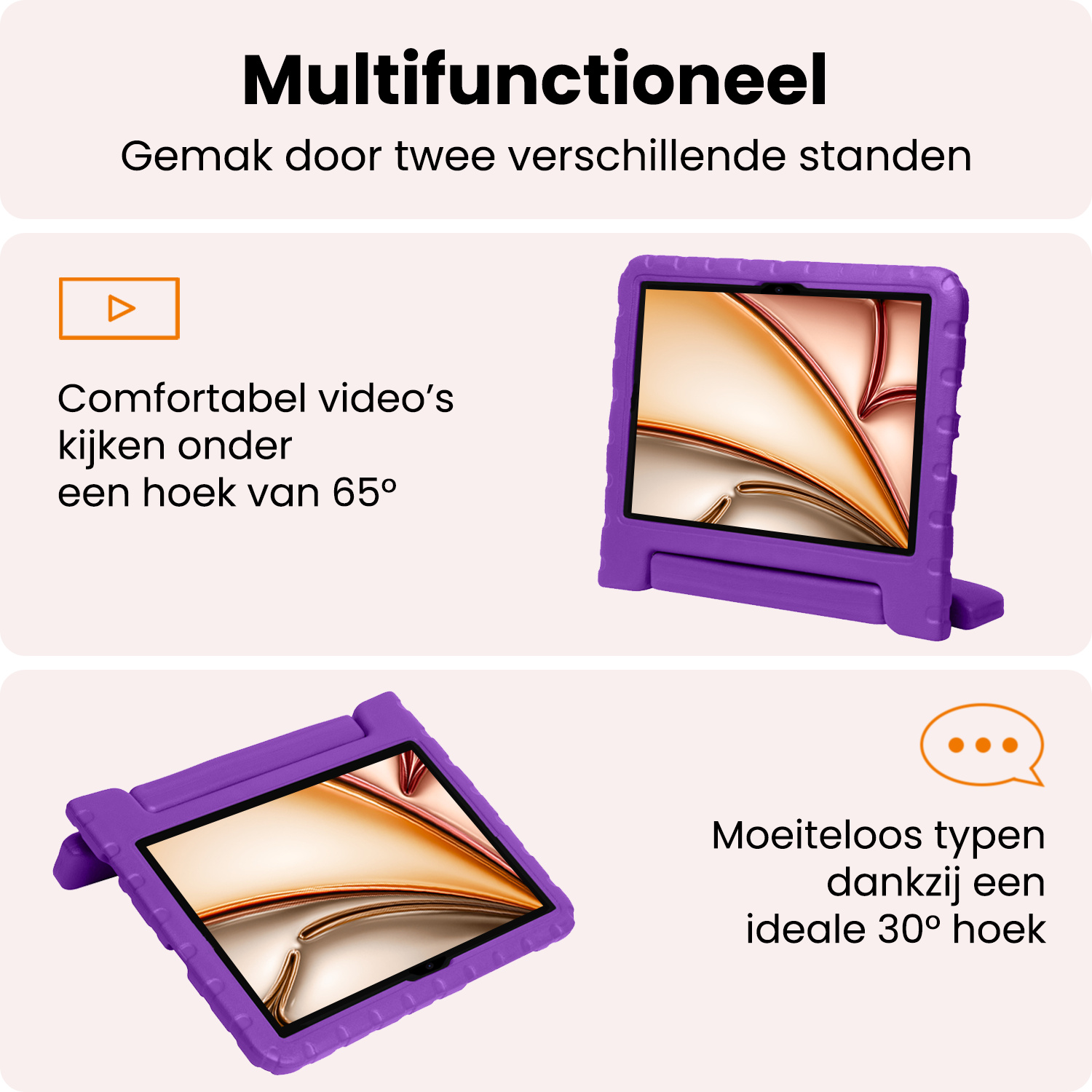 Nomfy Nomfy iPad Air 7 (11 inch) Kinderhoes Met Screenprotector - Paars