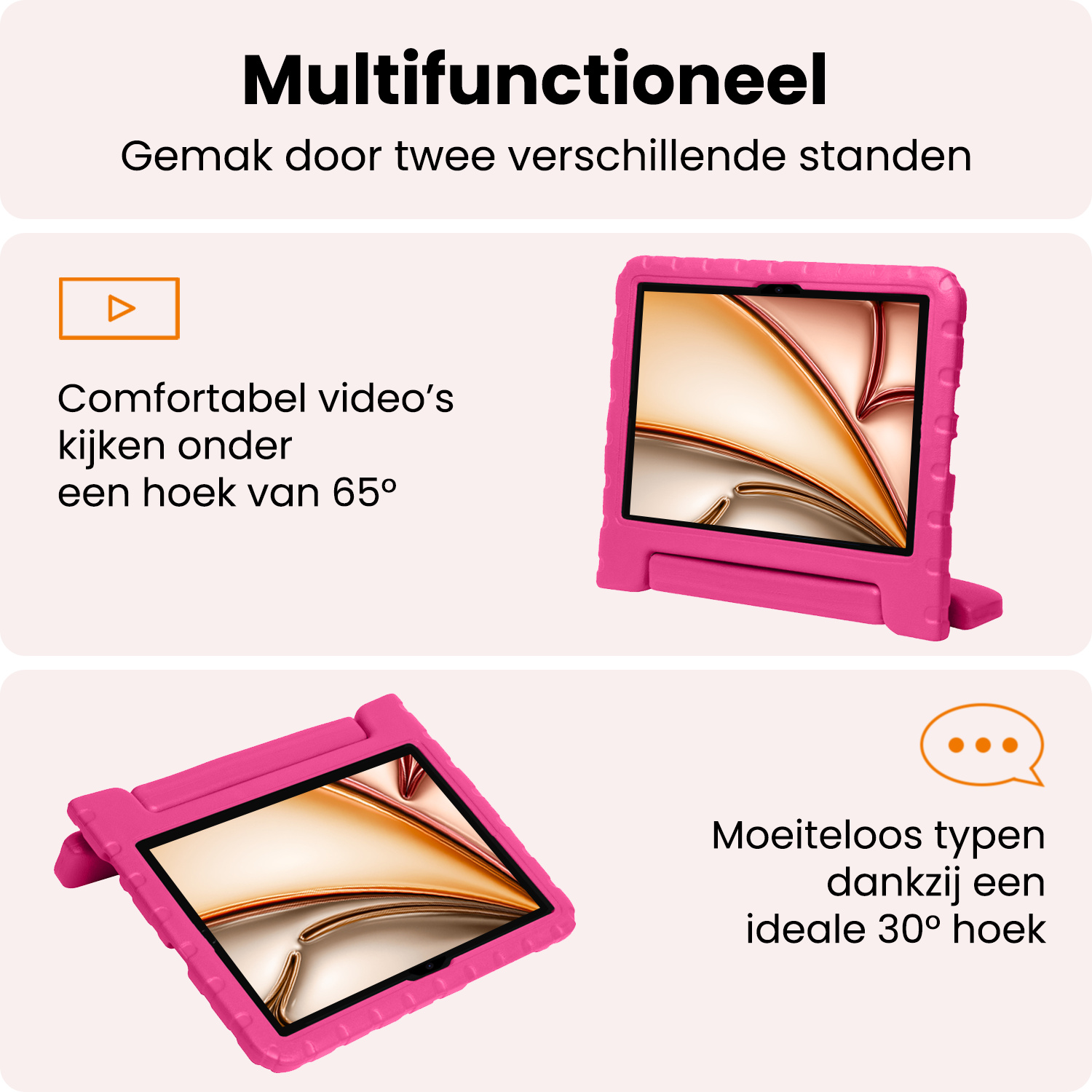 Nomfy Nomfy iPad Air 7 (11 inch) Kinderhoes Met Screenprotector - Roze