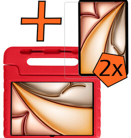 Nomfy Nomfy iPad Air 7 (11 inch) Kinderhoes Met 2x Screenprotector - Rood