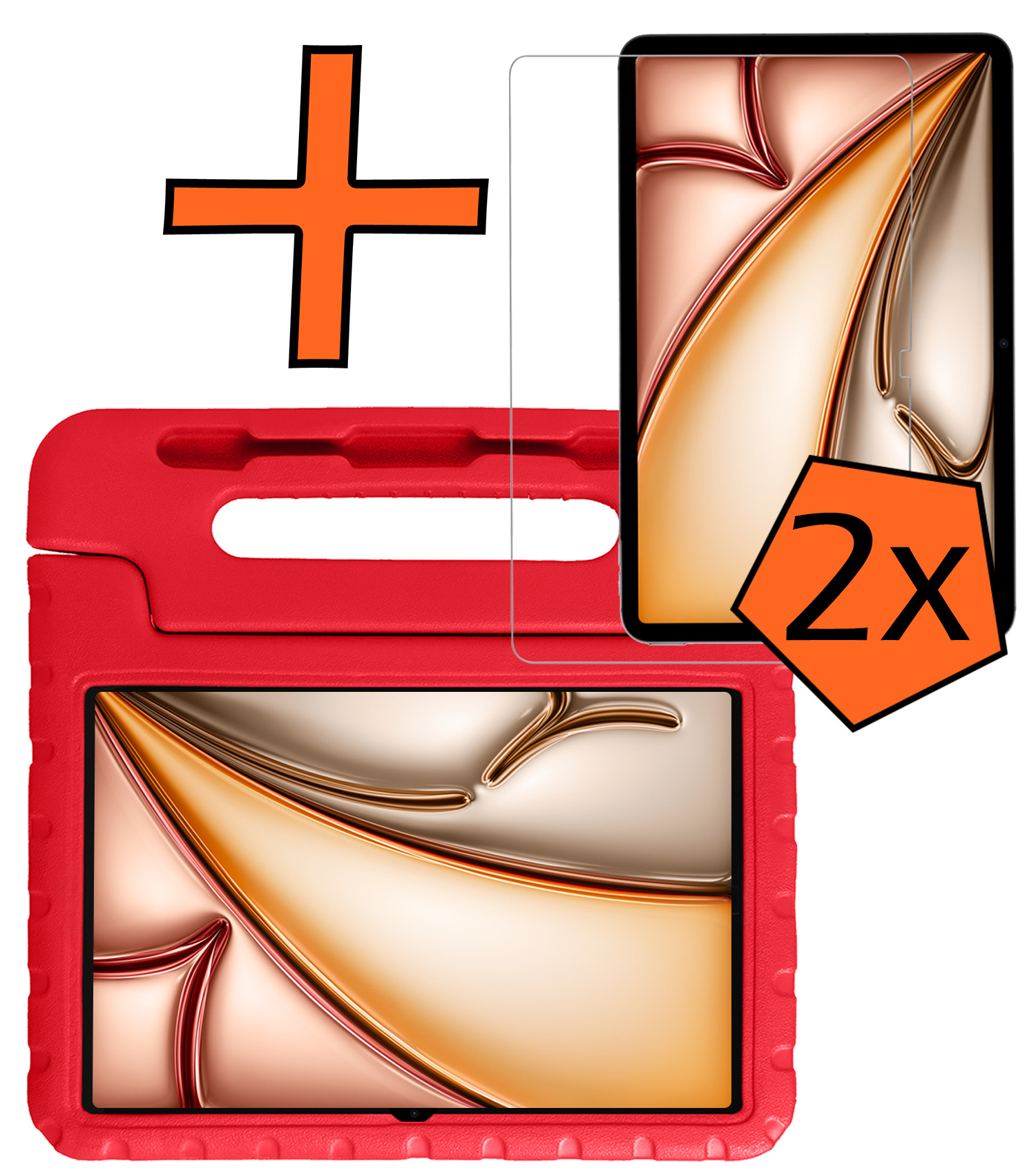 Nomfy Nomfy iPad Air 7 (11 inch) Kinderhoes Met 2x Screenprotector - Rood