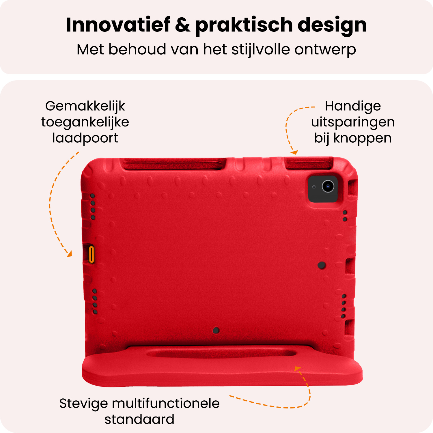 Nomfy Nomfy iPad Air 7 (11 inch) Kinderhoes Met 2x Screenprotector - Rood