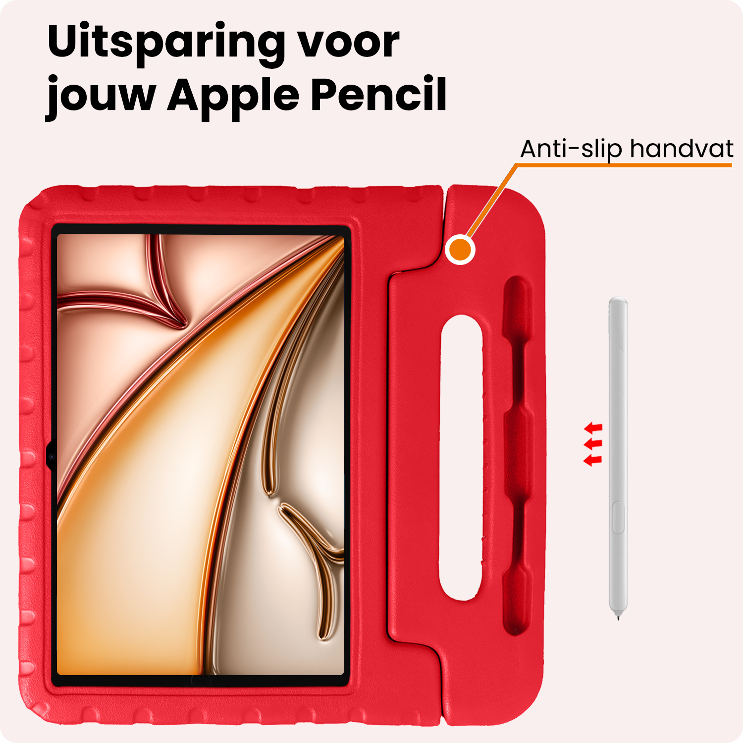 Nomfy Nomfy iPad Air 7 (11 inch) Kinderhoes Met 2x Screenprotector - Rood