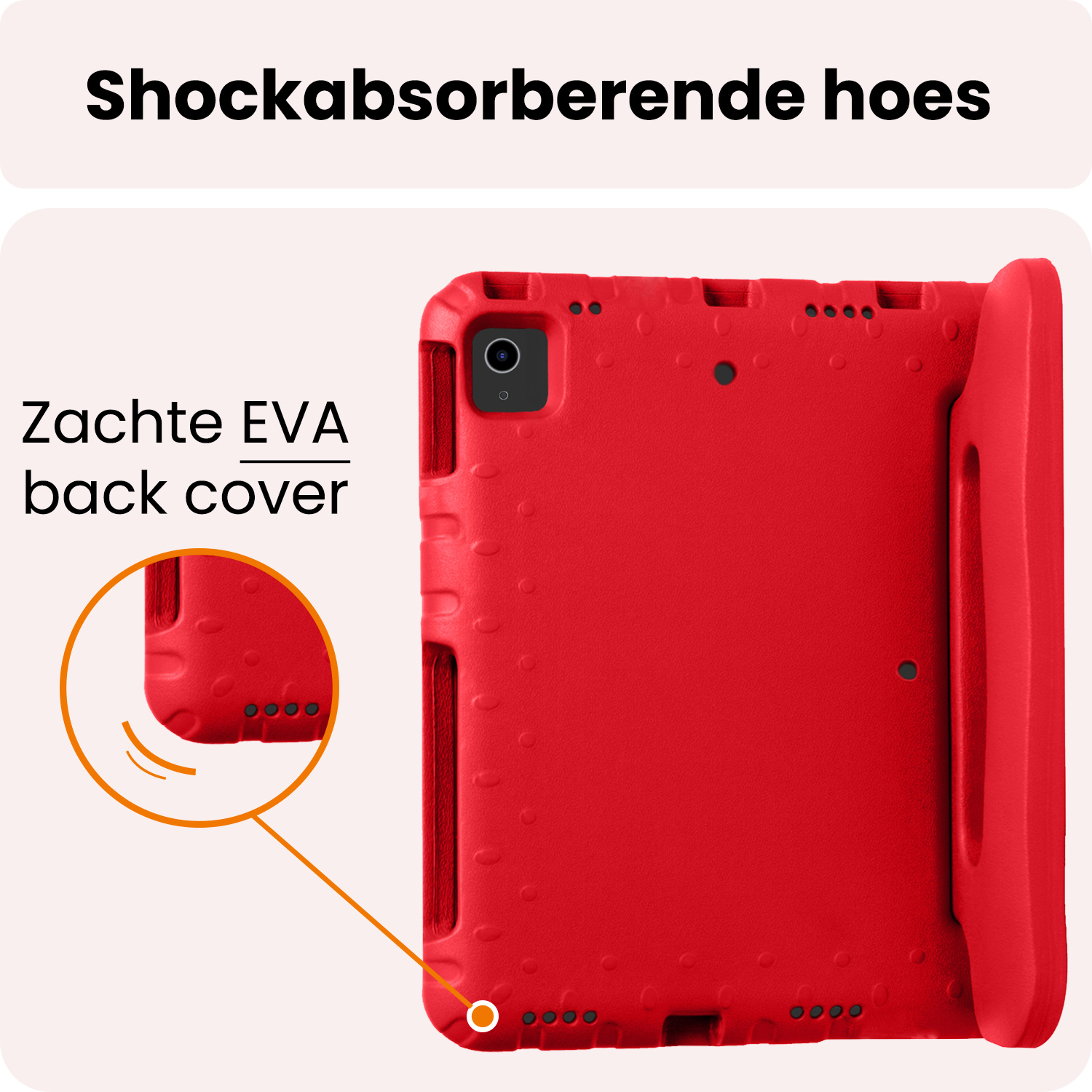 Nomfy Nomfy iPad Air 7 (11 inch) Kinderhoes Met 2x Screenprotector - Rood