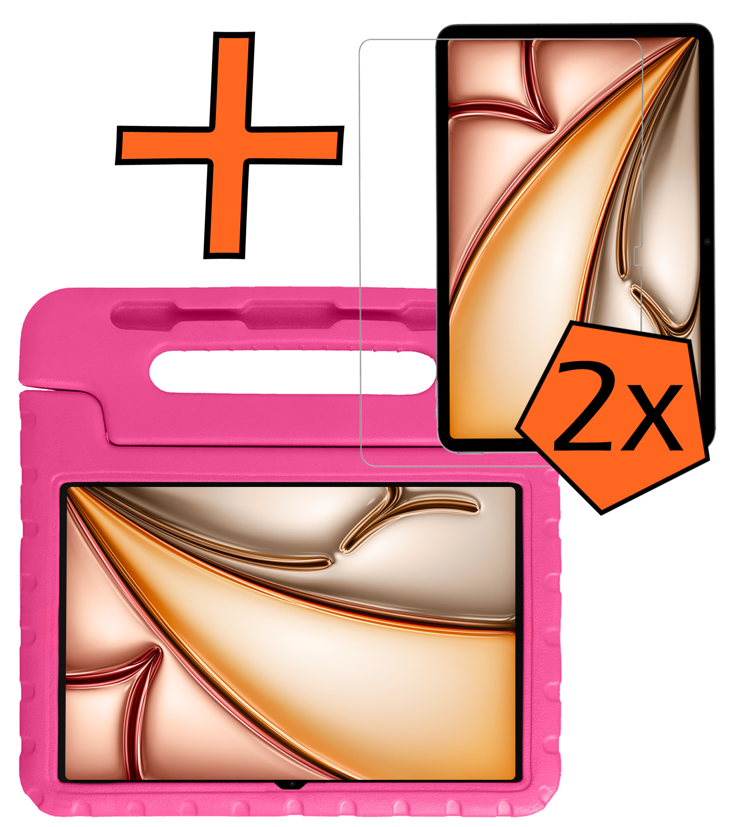 Nomfy Nomfy iPad Air 7 (11 inch) Kinderhoes Met 2x Screenprotector - Roze