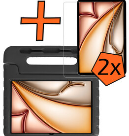 Nomfy Nomfy iPad Air 7 (11 inch) Kinderhoes Met 2x Screenprotector - Zwart