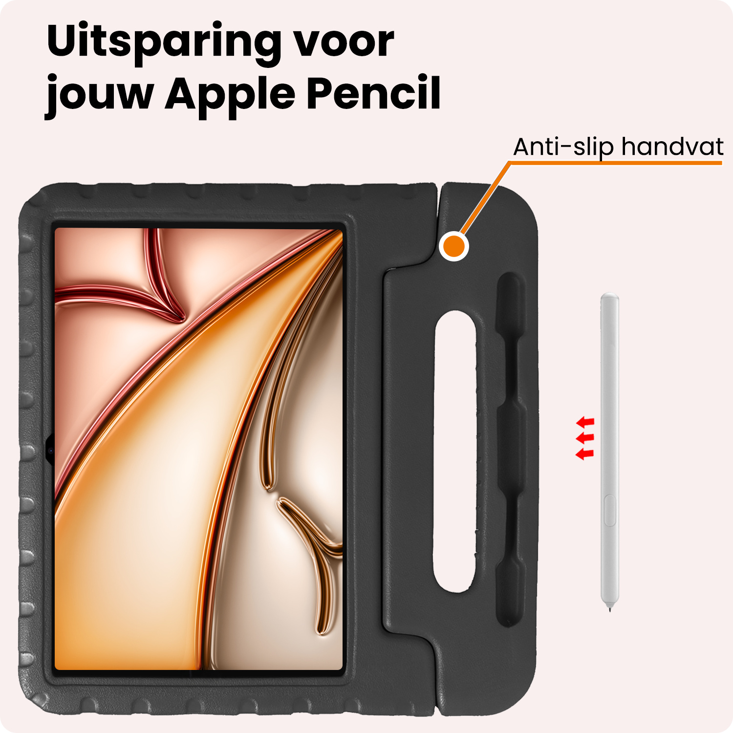 Nomfy Nomfy iPad Air 7 (11 inch) Kinderhoes Met 2x Screenprotector - Zwart