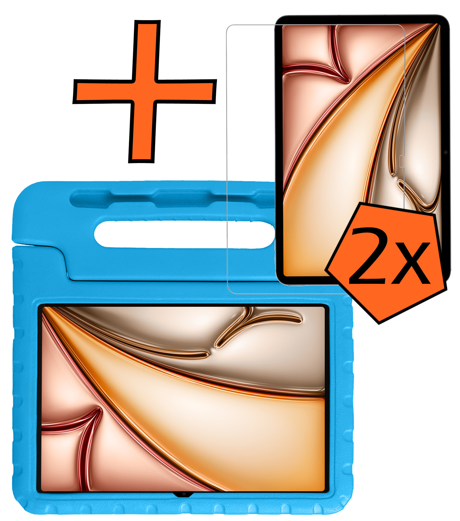 Nomfy Nomfy iPad Air 7 (13 inch) Kinderhoes Met 2x Screenprotector - Blauw