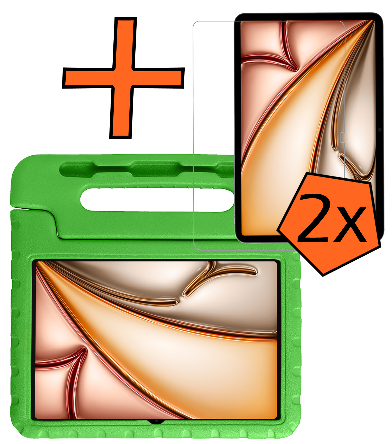 Nomfy Nomfy iPad Air 7 (13 inch) Kinderhoes Met 2x Screenprotector - Groen