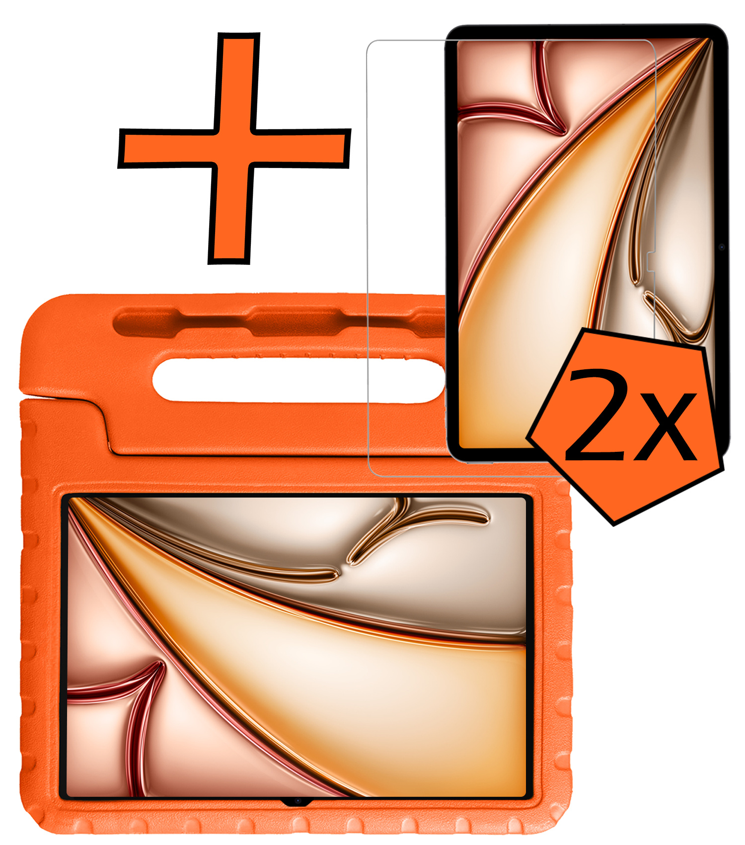 Nomfy Nomfy iPad Air 7 (13 inch) Kinderhoes Met 2x Screenprotector - Oranje