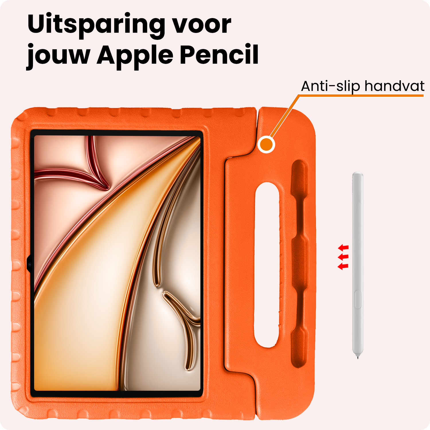 Nomfy Nomfy iPad Air 7 (13 inch) Kinderhoes Met 2x Screenprotector - Oranje