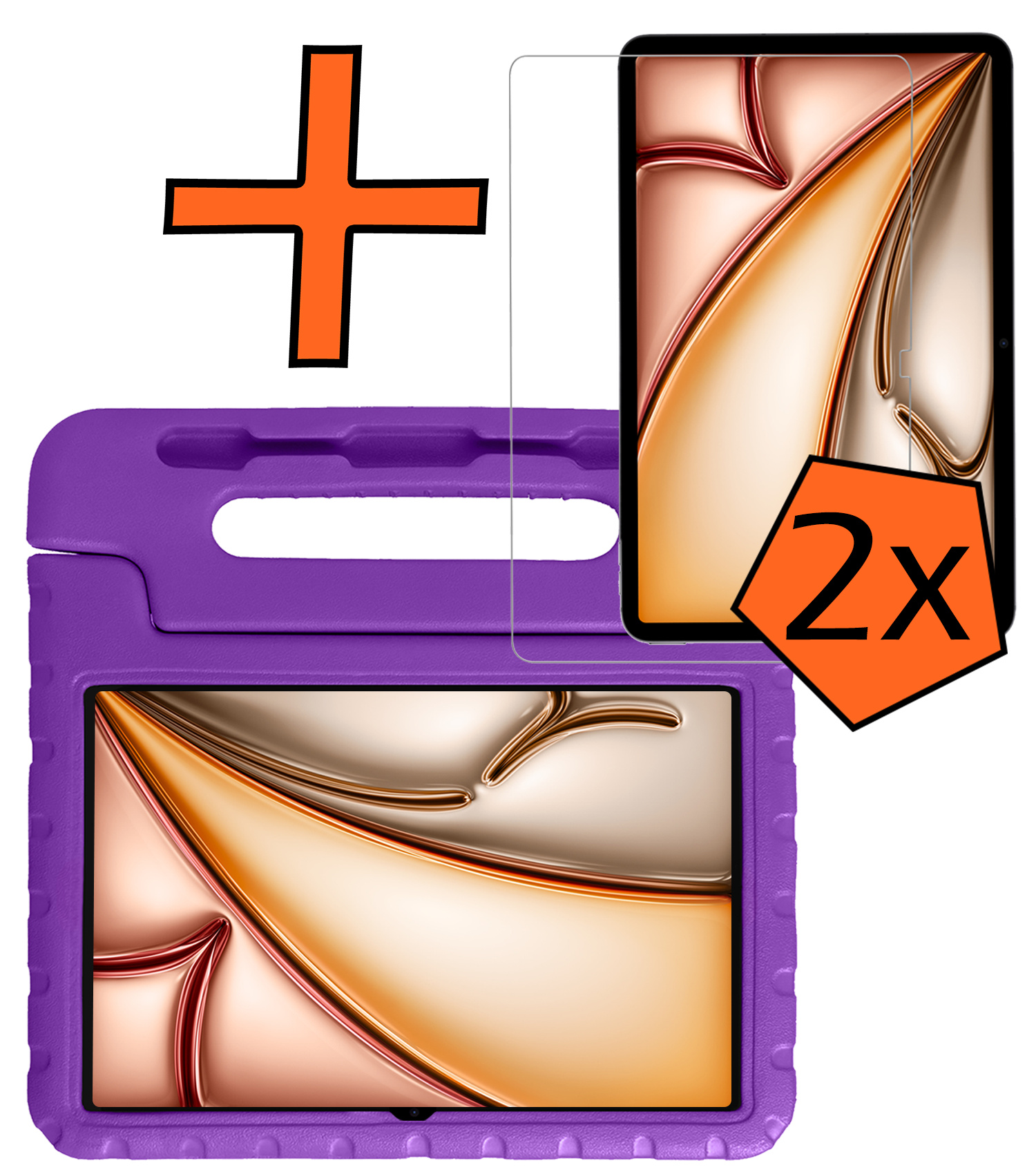 Nomfy Nomfy iPad Air 7 (13 inch) Kinderhoes Met 2x Screenprotector - Paars