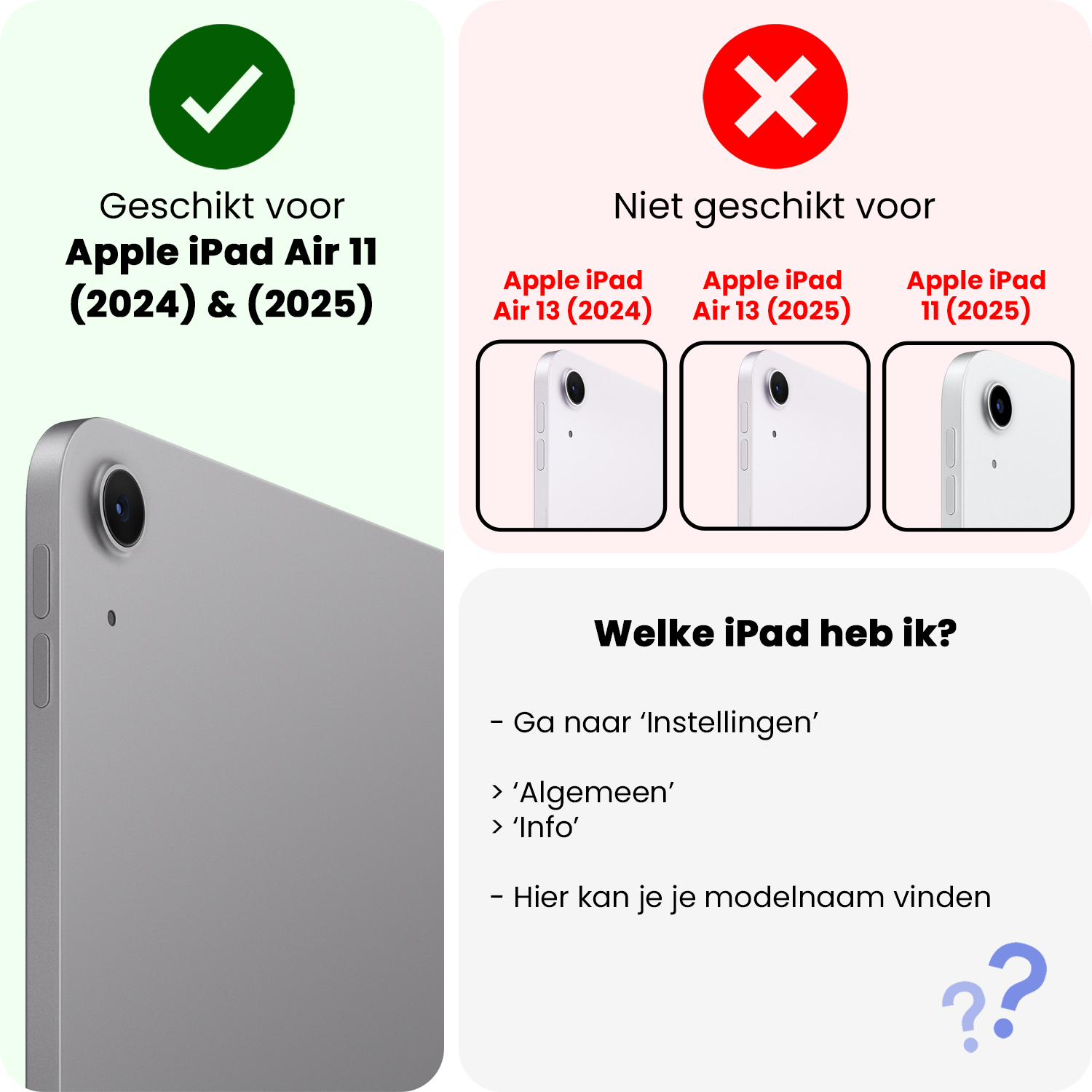 NoXx Hoesje Geschikt voor iPad Air 6 (11 inch) Hoesje Case Hard Cover Hoes Book Case Met Uitsparing Geschikt voor Apple Pencil - Rosé goud