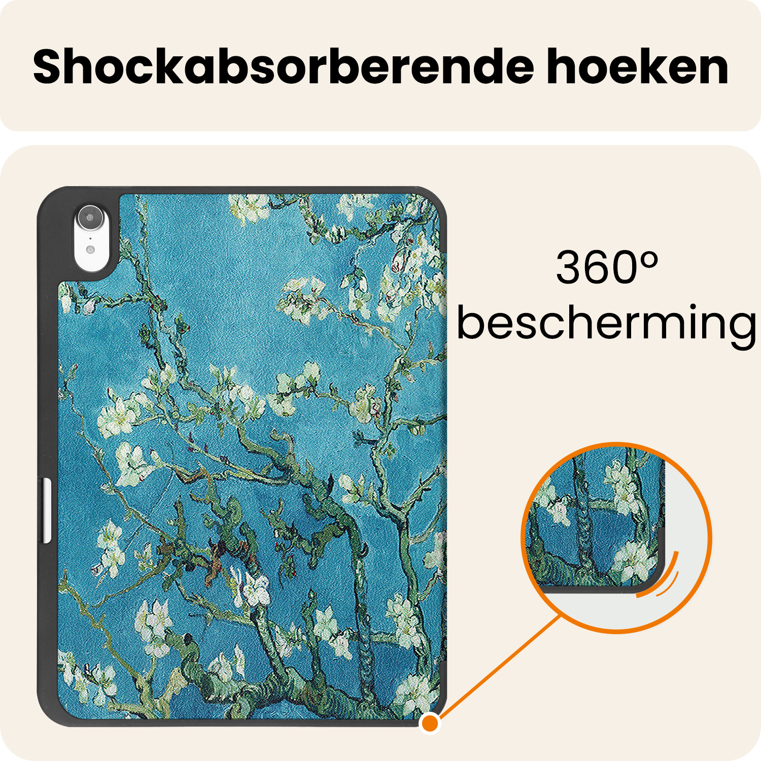 Nomfy Nomfy iPad 11 2025 Hoesje Met Uitsparing Apple Pencil - Bloesem