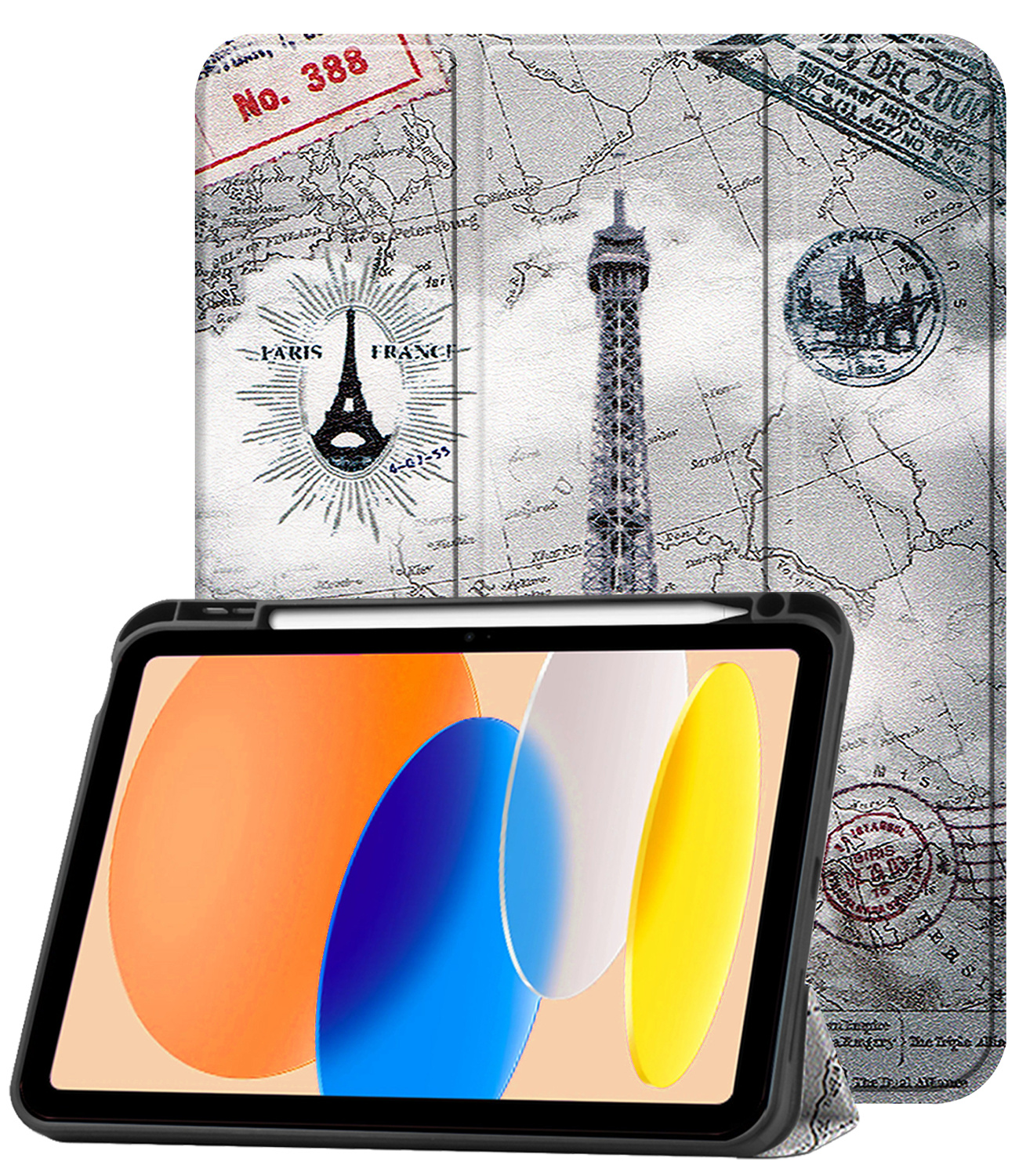 Nomfy Nomfy iPad 11 2025 Hoesje Met Uitsparing Apple Pencil - Eiffeltoren