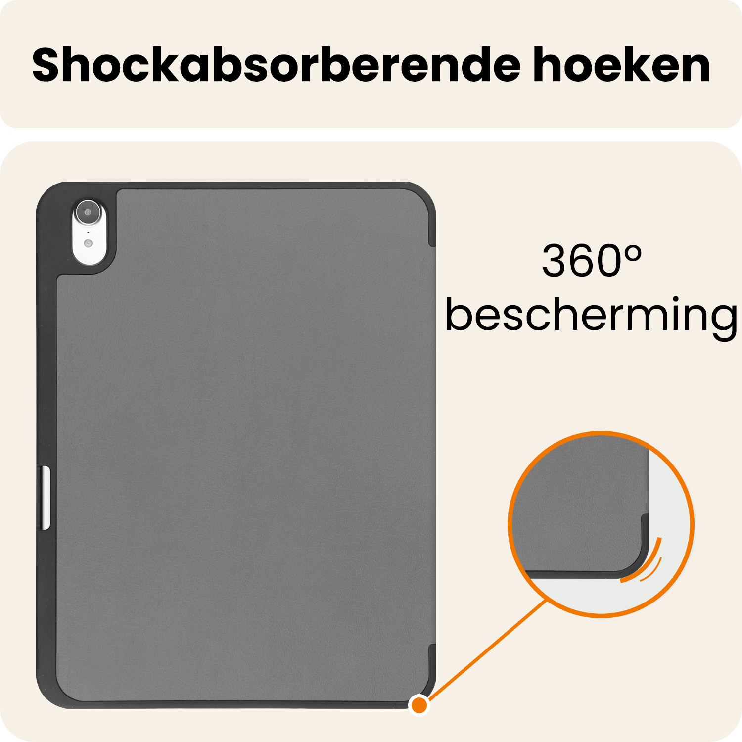 Nomfy Nomfy iPad 11 2025 Hoesje Met Uitsparing Apple Pencil - Grijs