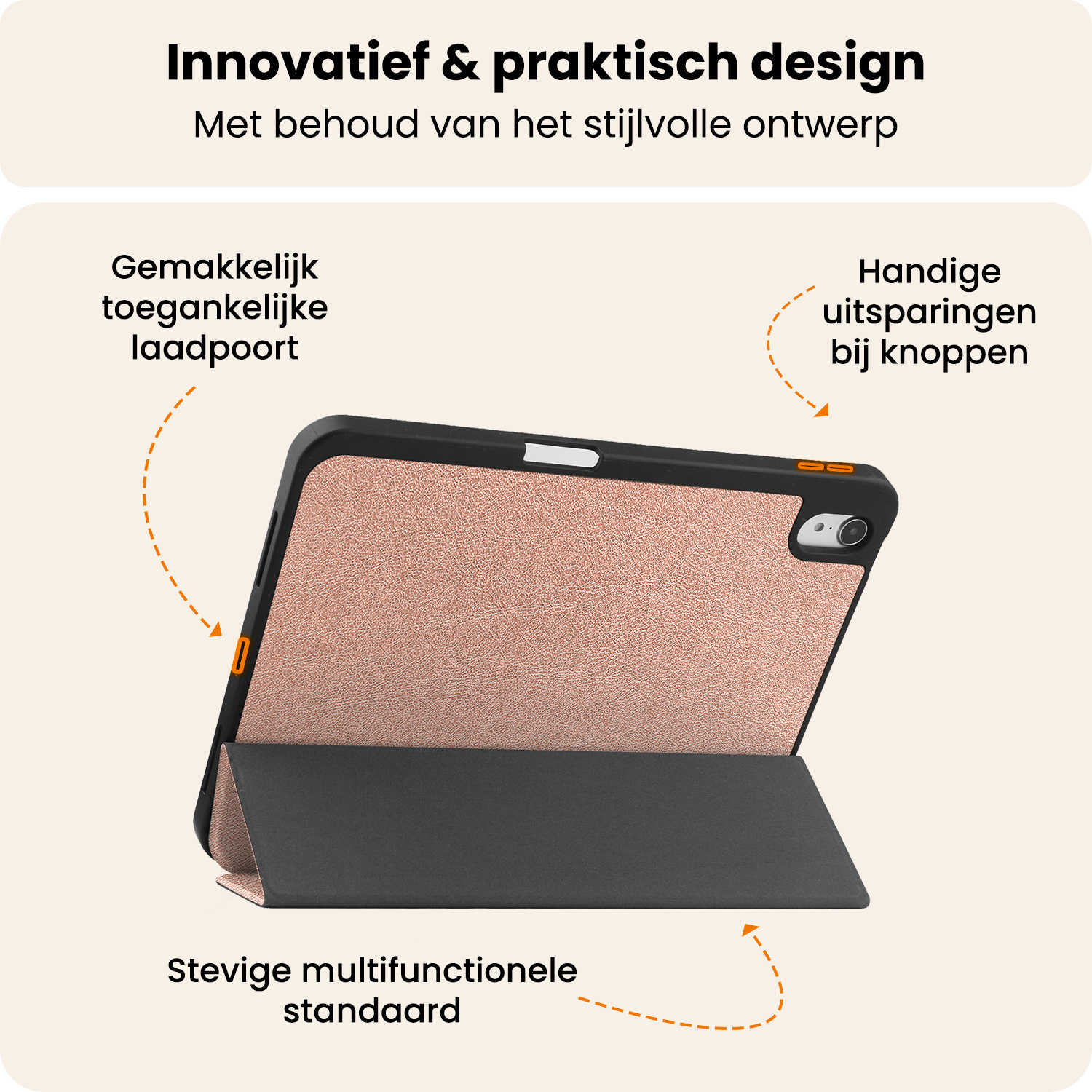 Nomfy Nomfy iPad 11 2025 Hoesje Met Uitsparing Apple Pencil - Rose Goud