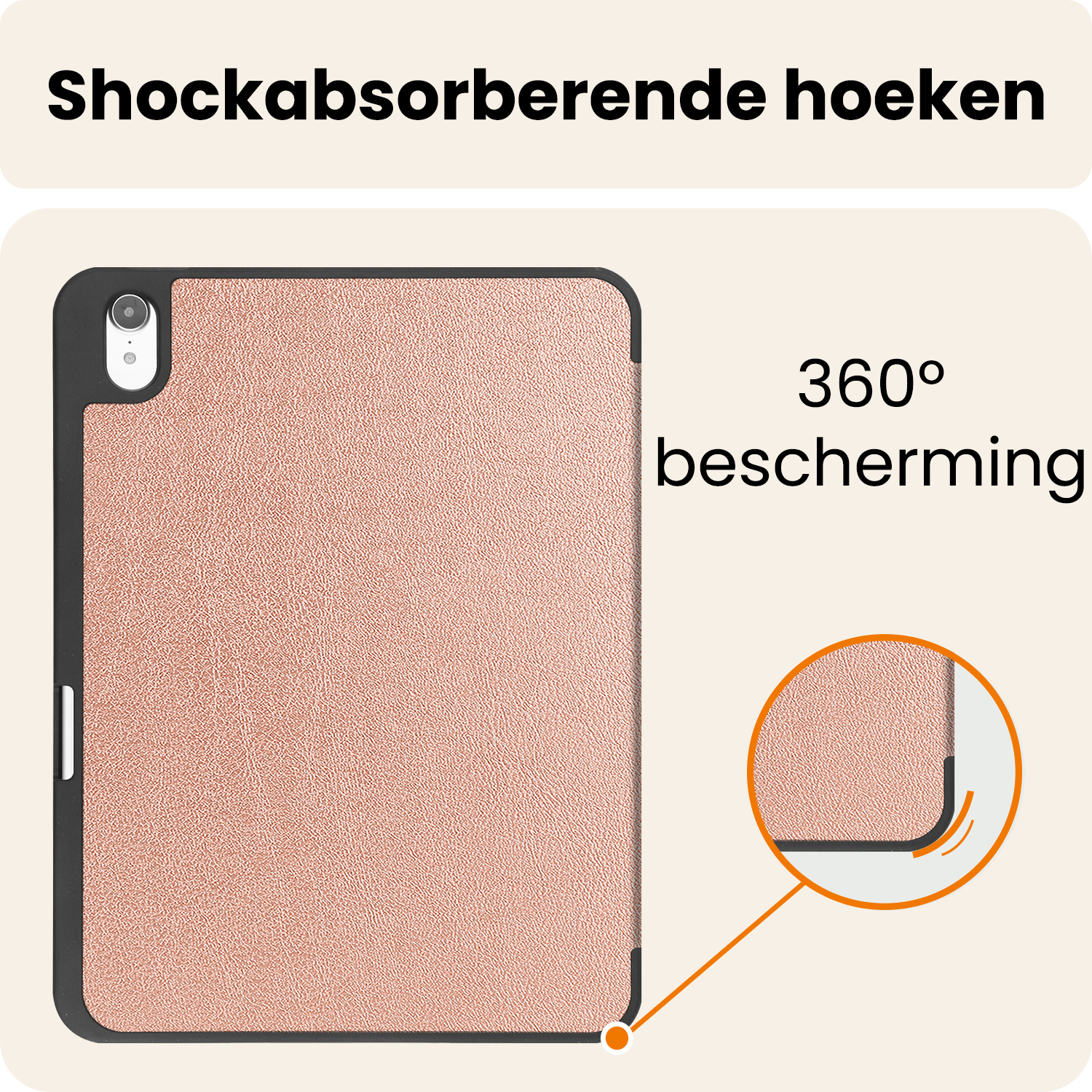 Nomfy Nomfy iPad 11 2025 Hoesje Met Uitsparing Apple Pencil - Rose Goud