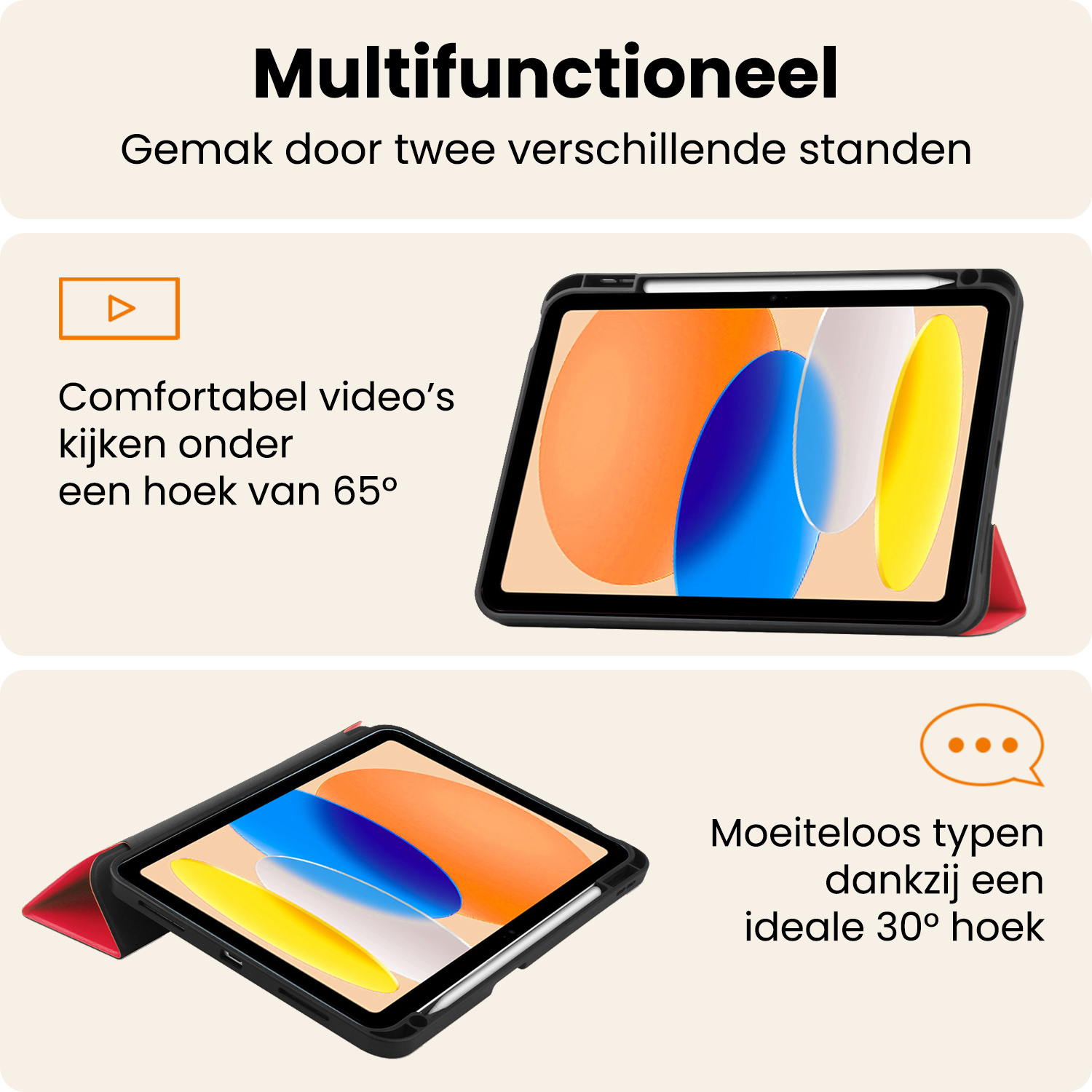Nomfy Nomfy iPad 11 2025 Hoesje Met Uitsparing Apple Pencil - Rood