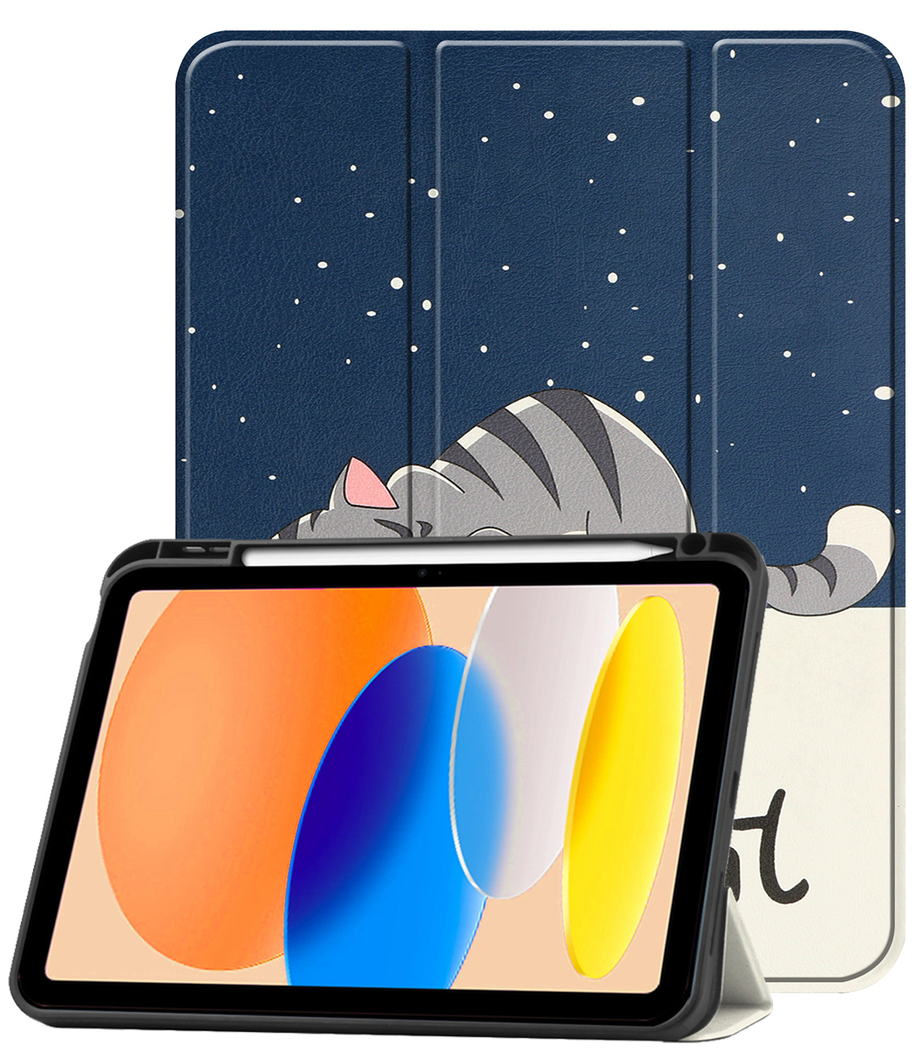 Nomfy Nomfy iPad 11 2025 Hoesje Met Uitsparing Apple Pencil - Kat