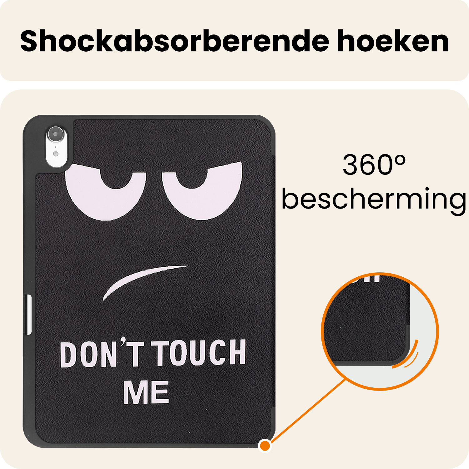 Nomfy Nomfy iPad 11 2025 Hoesje Met Uitsparing Apple Pencil - Don't Touch Me
