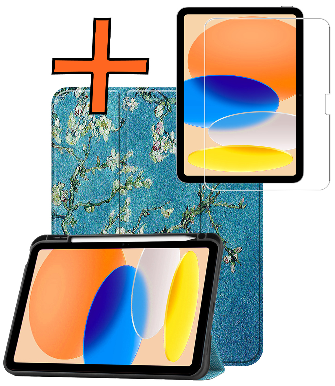 Nomfy Nomfy iPad 11 2025 Hoesje Met Uitsparing Apple Pencil Met Screenprotector - Bloesem