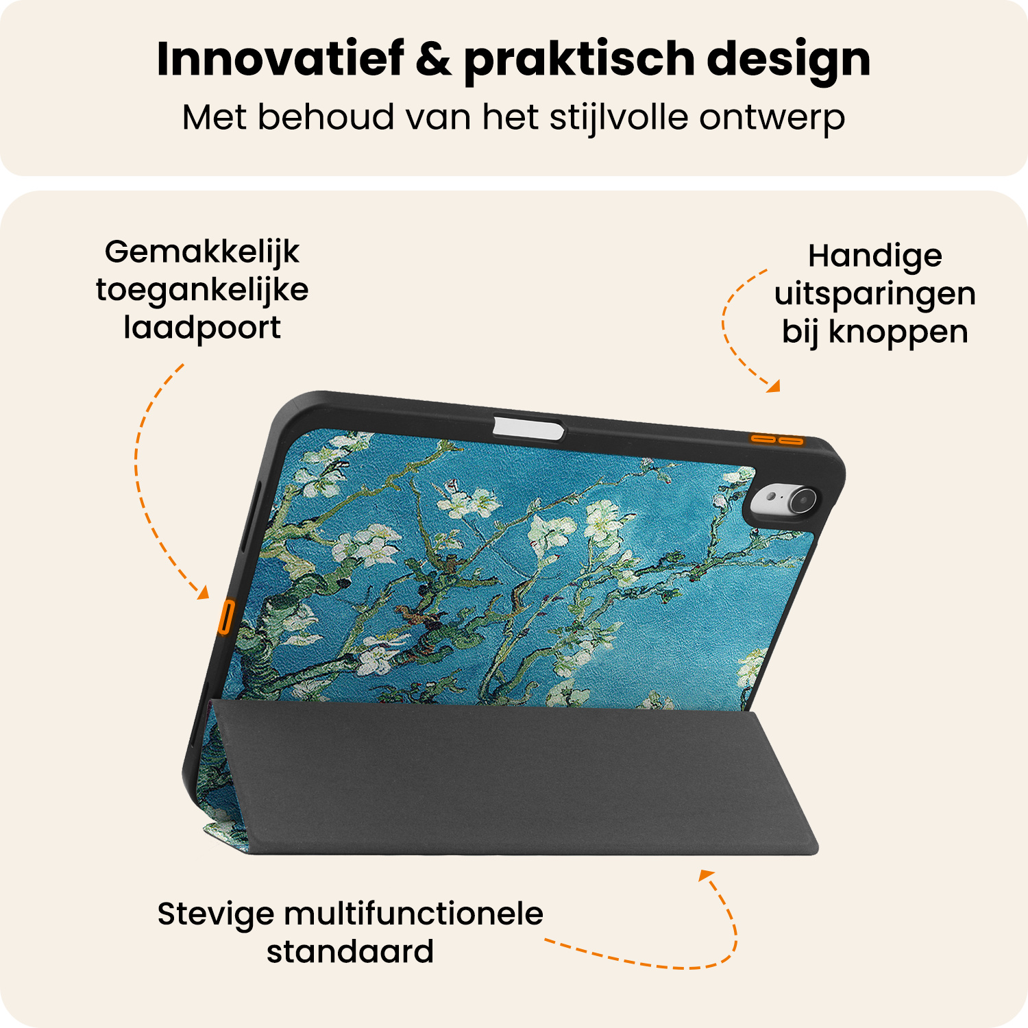 Nomfy Nomfy iPad 11 2025 Hoesje Met Uitsparing Apple Pencil Met Screenprotector - Bloesem