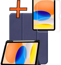 Nomfy Nomfy iPad 11 2025 Hoesje Met Uitsparing Apple Pencil Met Screenprotector - Donkerblauw