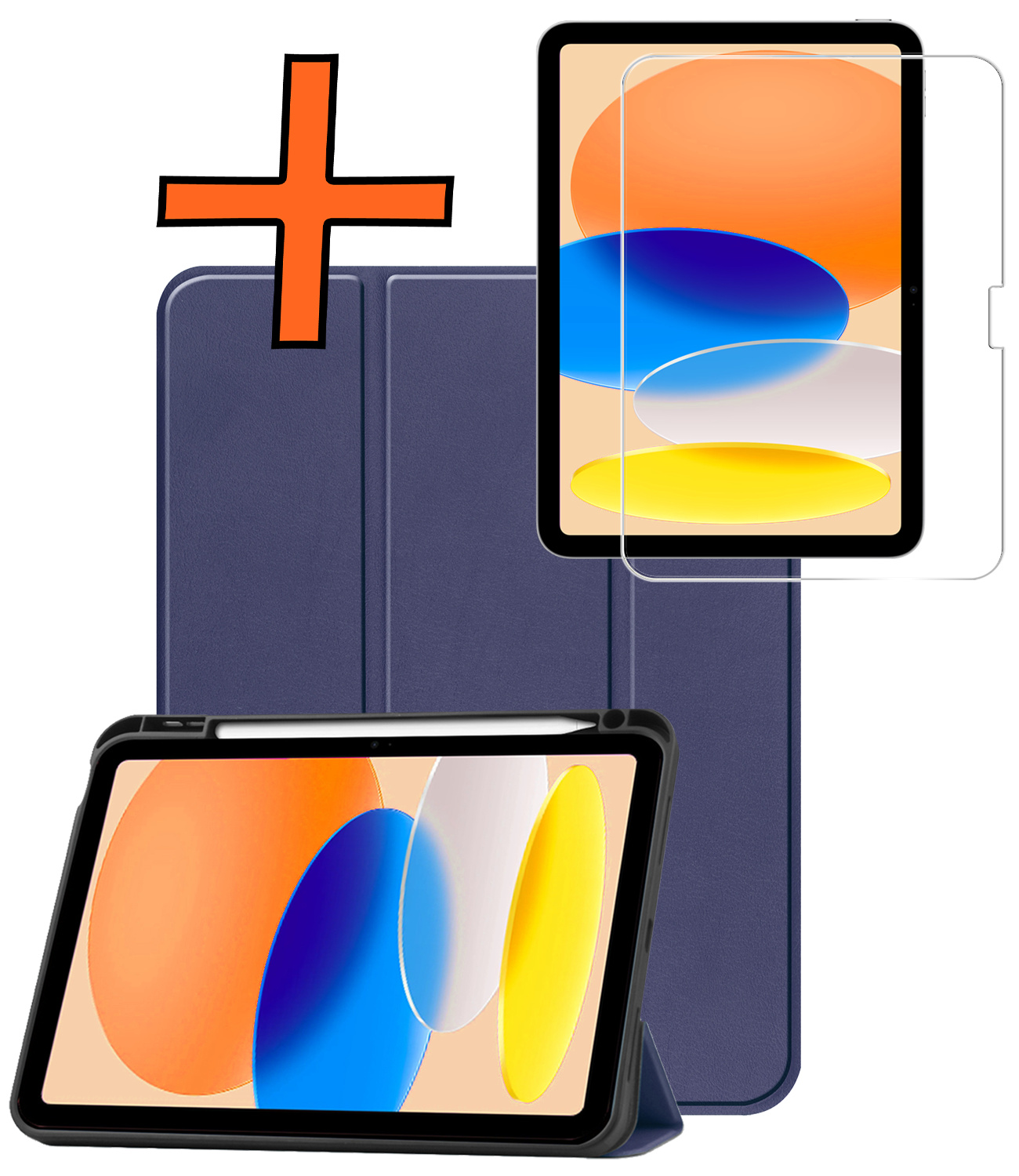 Nomfy Nomfy iPad 11 2025 Hoesje Met Uitsparing Apple Pencil Met Screenprotector - Donkerblauw
