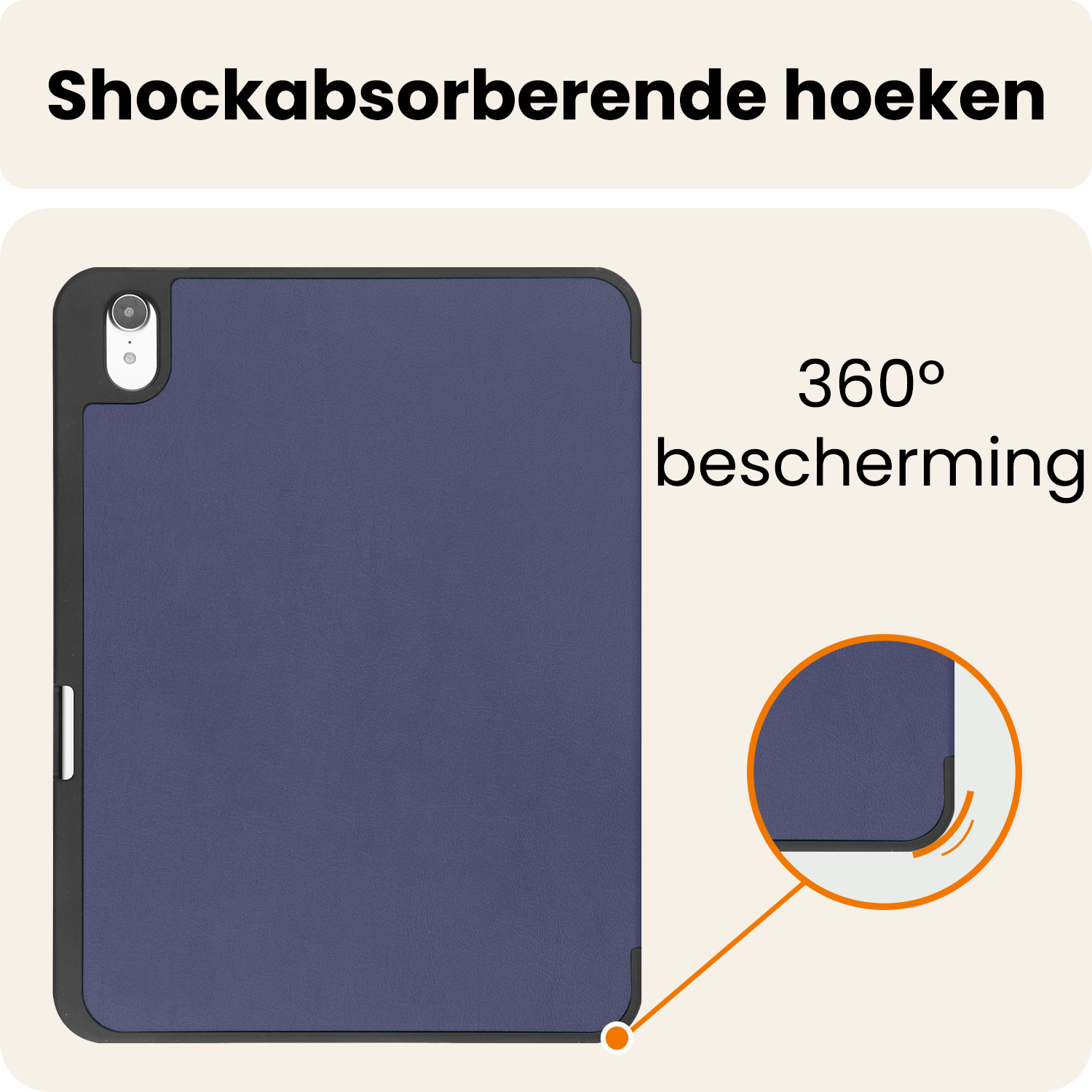 Nomfy Nomfy iPad 11 2025 Hoesje Met Uitsparing Apple Pencil Met Screenprotector - Donkerblauw