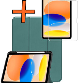 Nomfy Nomfy iPad 11 2025 Hoesje Met Uitsparing Apple Pencil Met Screenprotector - Donkergroen