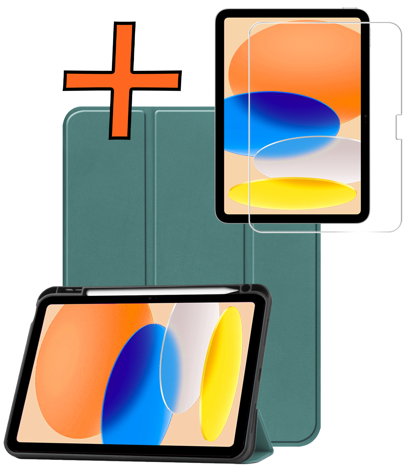 Nomfy Nomfy iPad 11 2025 Hoesje Met Uitsparing Apple Pencil Met Screenprotector - Donkergroen