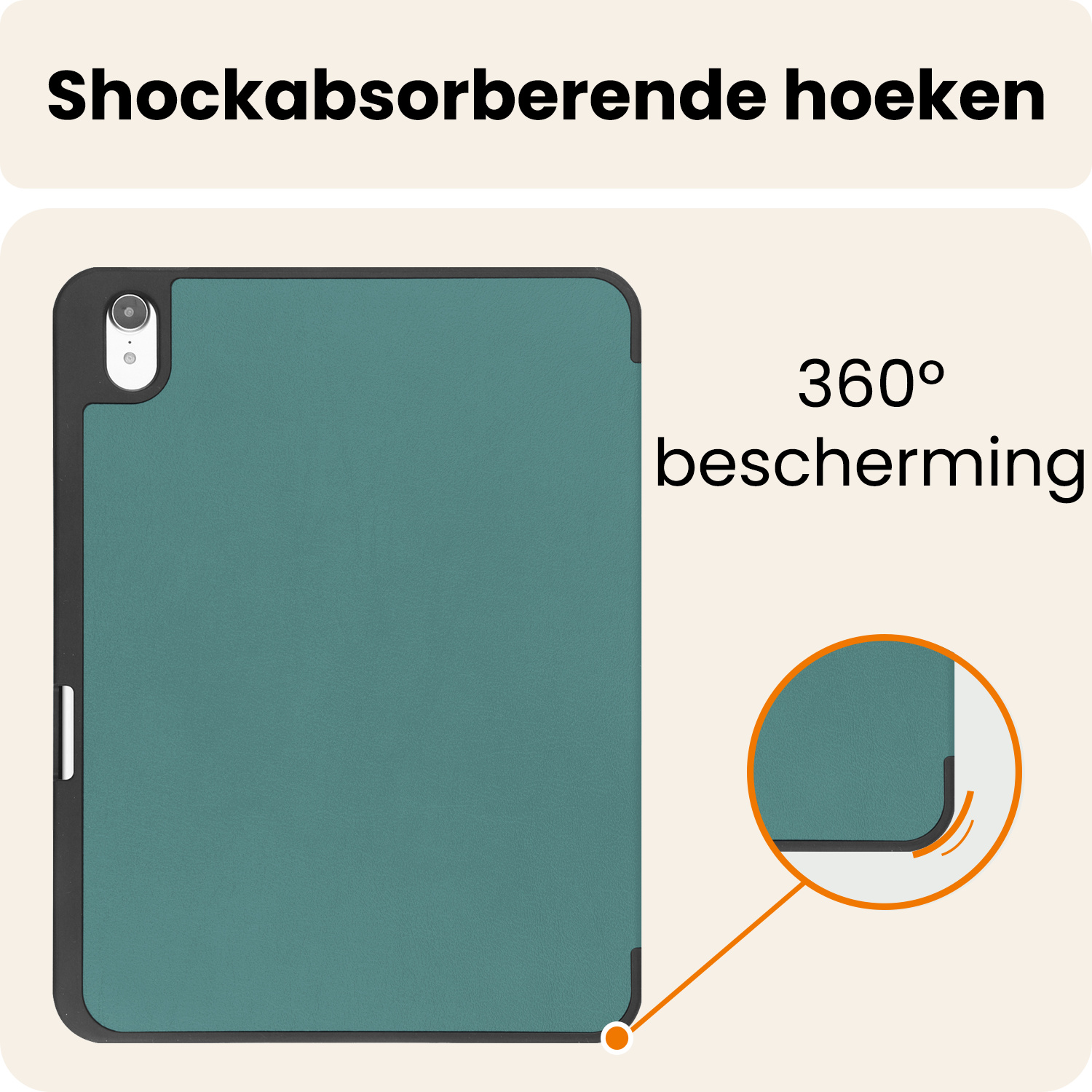 Nomfy Nomfy iPad 11 2025 Hoesje Met Uitsparing Apple Pencil Met Screenprotector - Donkergroen