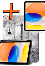 Nomfy Nomfy iPad 11 2025 Hoesje Met Uitsparing Apple Pencil Met Screenprotector - Eiffeltoren