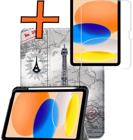 Nomfy Nomfy iPad 11 2025 Hoesje Met Uitsparing Apple Pencil Met Screenprotector - Eiffeltoren
