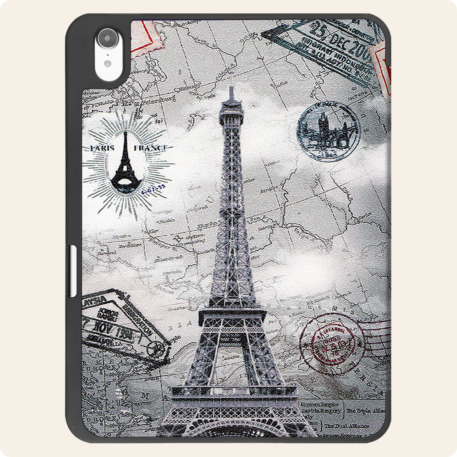 Nomfy Nomfy iPad 11 2025 Hoesje Met Uitsparing Apple Pencil Met Screenprotector - Eiffeltoren