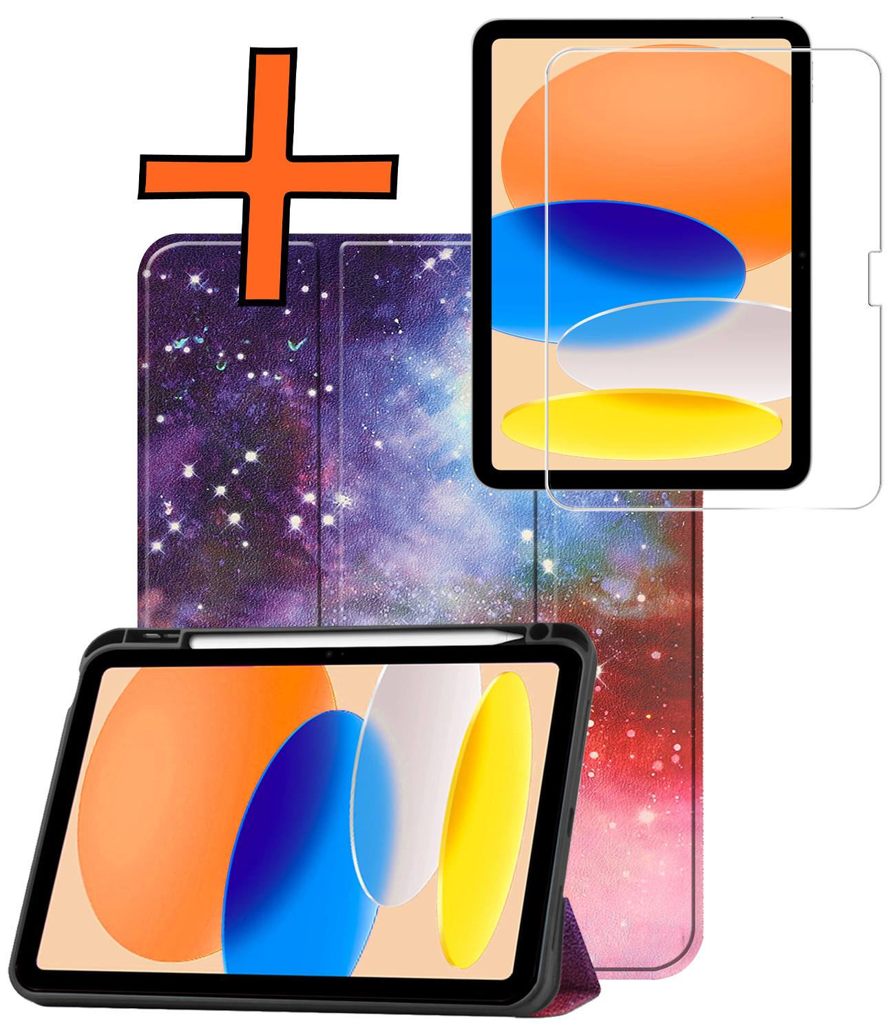 Nomfy Nomfy iPad 11 2025 Hoesje Met Uitsparing Apple Pencil Met Screenprotector - Galaxy