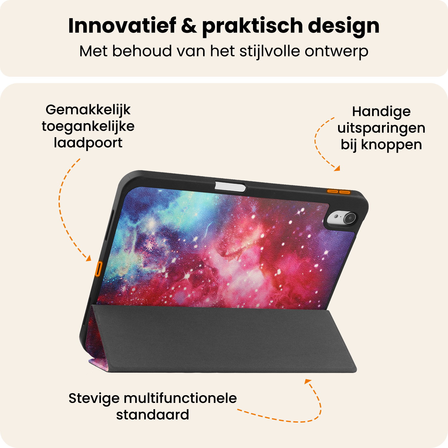 Nomfy Nomfy iPad 11 2025 Hoesje Met Uitsparing Apple Pencil Met Screenprotector - Galaxy