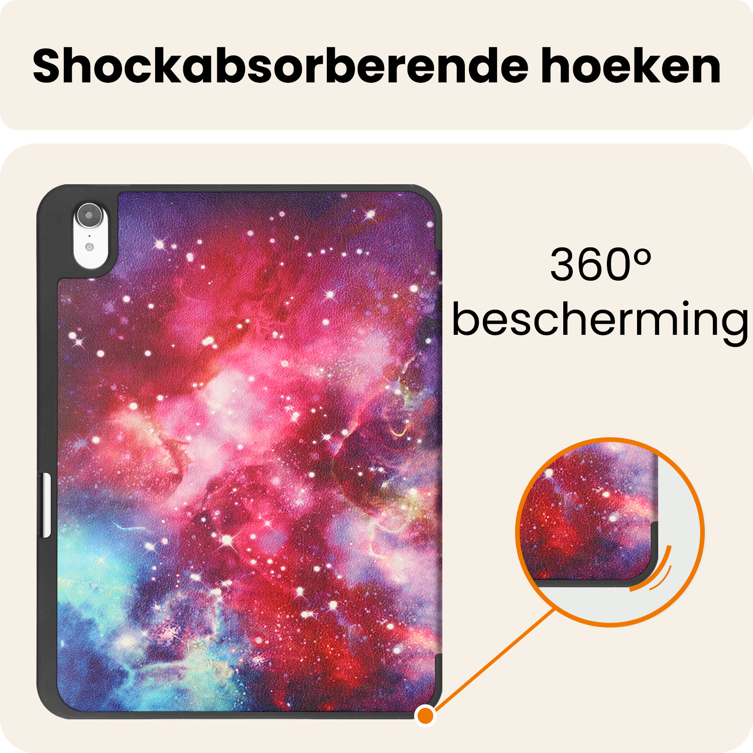 Nomfy Nomfy iPad 11 2025 Hoesje Met Uitsparing Apple Pencil Met Screenprotector - Galaxy