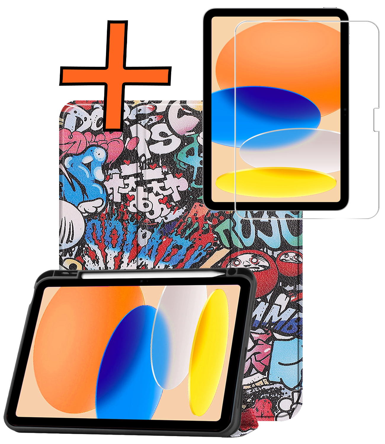 Nomfy Nomfy iPad 11 2025 Hoesje Met Uitsparing Apple Pencil Met Screenprotector - Graffity
