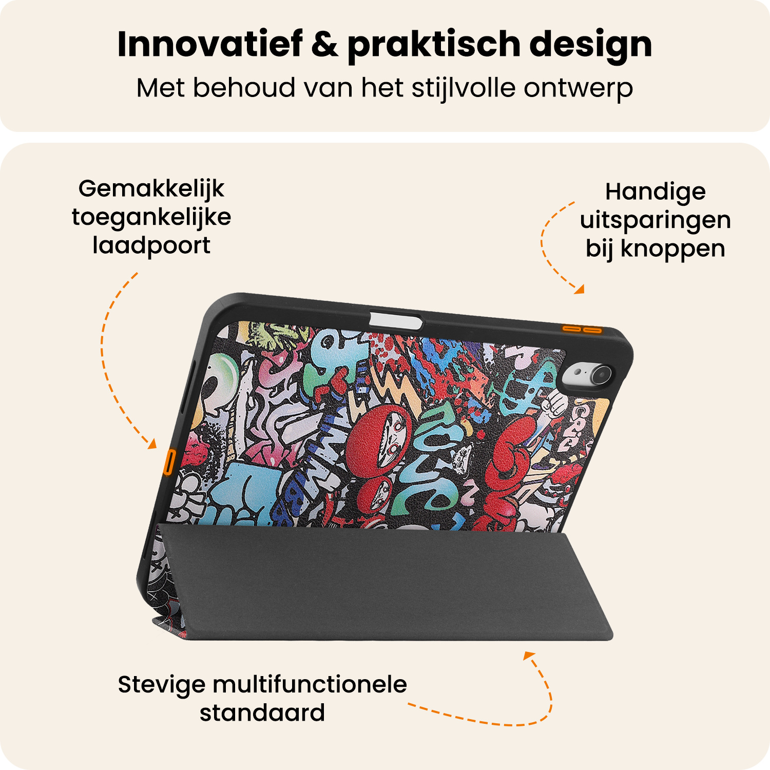 Nomfy Nomfy iPad 11 2025 Hoesje Met Uitsparing Apple Pencil Met Screenprotector - Graffity