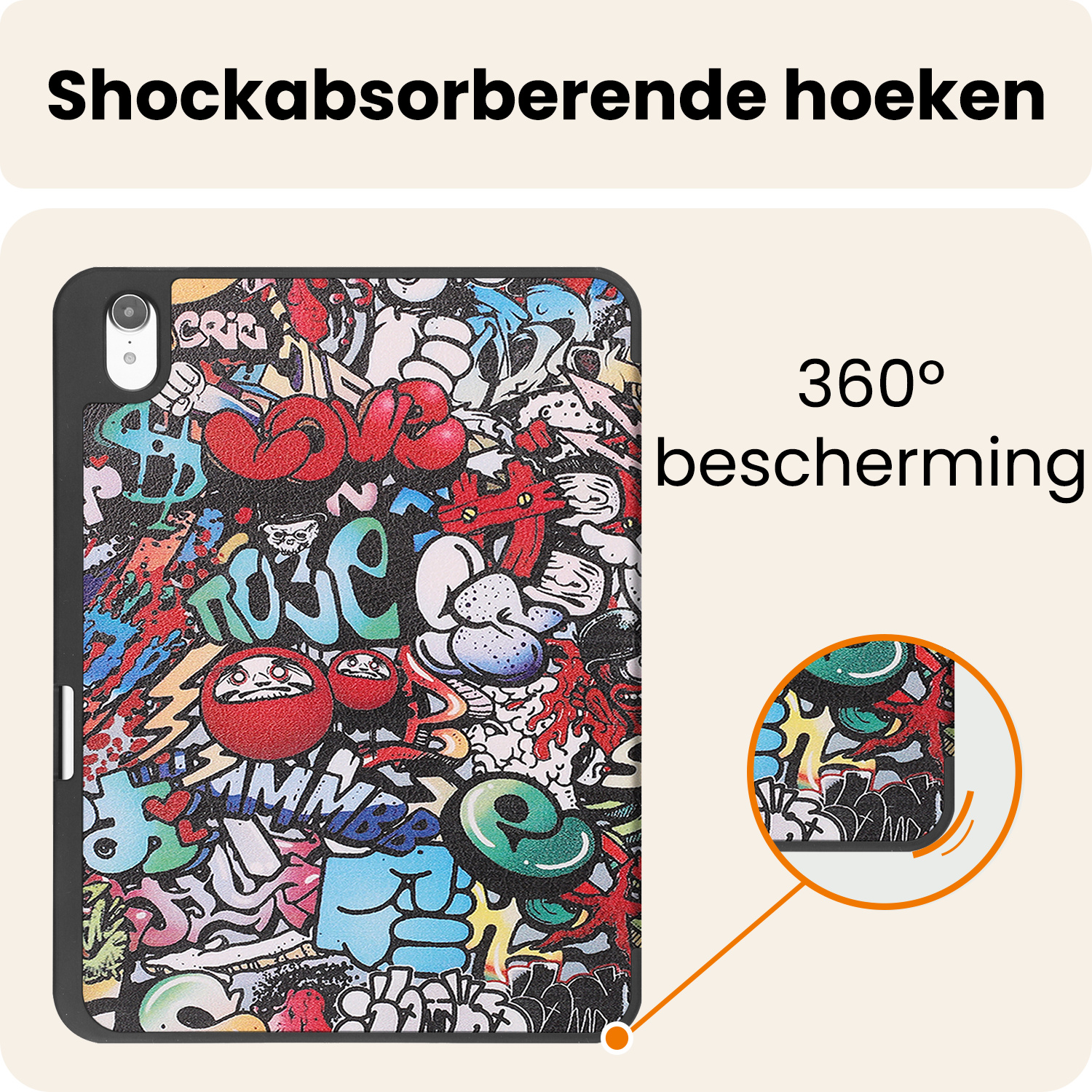 Nomfy Nomfy iPad 11 2025 Hoesje Met Uitsparing Apple Pencil Met Screenprotector - Graffity