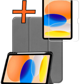 Nomfy Nomfy iPad 11 2025 Hoesje Met Uitsparing Apple Pencil Met Screenprotector - Grijs