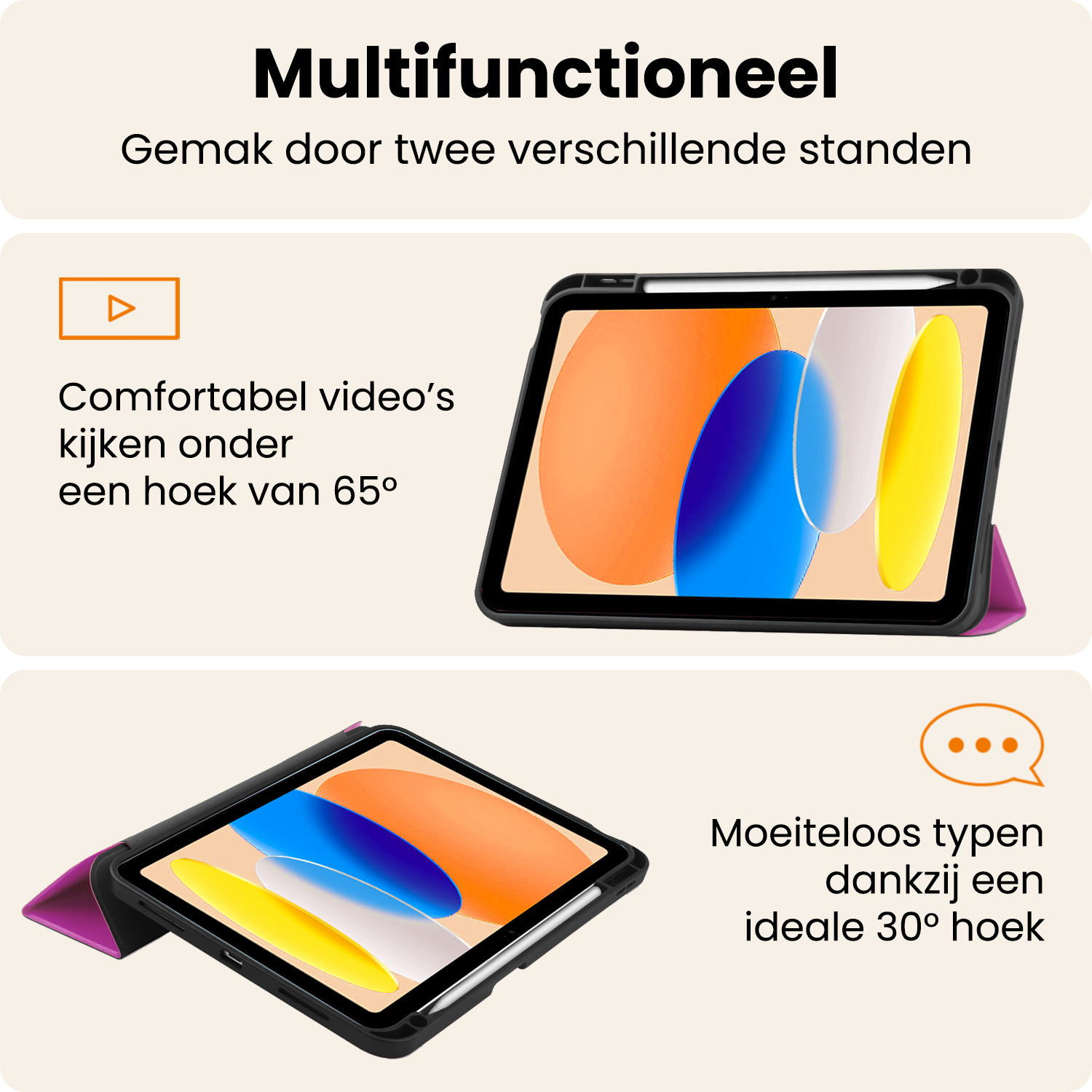 Nomfy Nomfy iPad 11 2025 Hoesje Met Uitsparing Apple Pencil - Paars