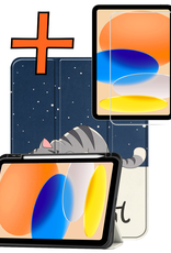 Nomfy Nomfy iPad 11 2025 Hoesje Met Uitsparing Apple Pencil Met Screenprotector - Kat